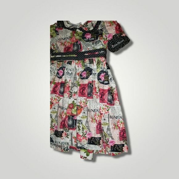 Toddler Handmade Paris themed Embroidered flowy Boho Style 3t - Picture 7 of 10
